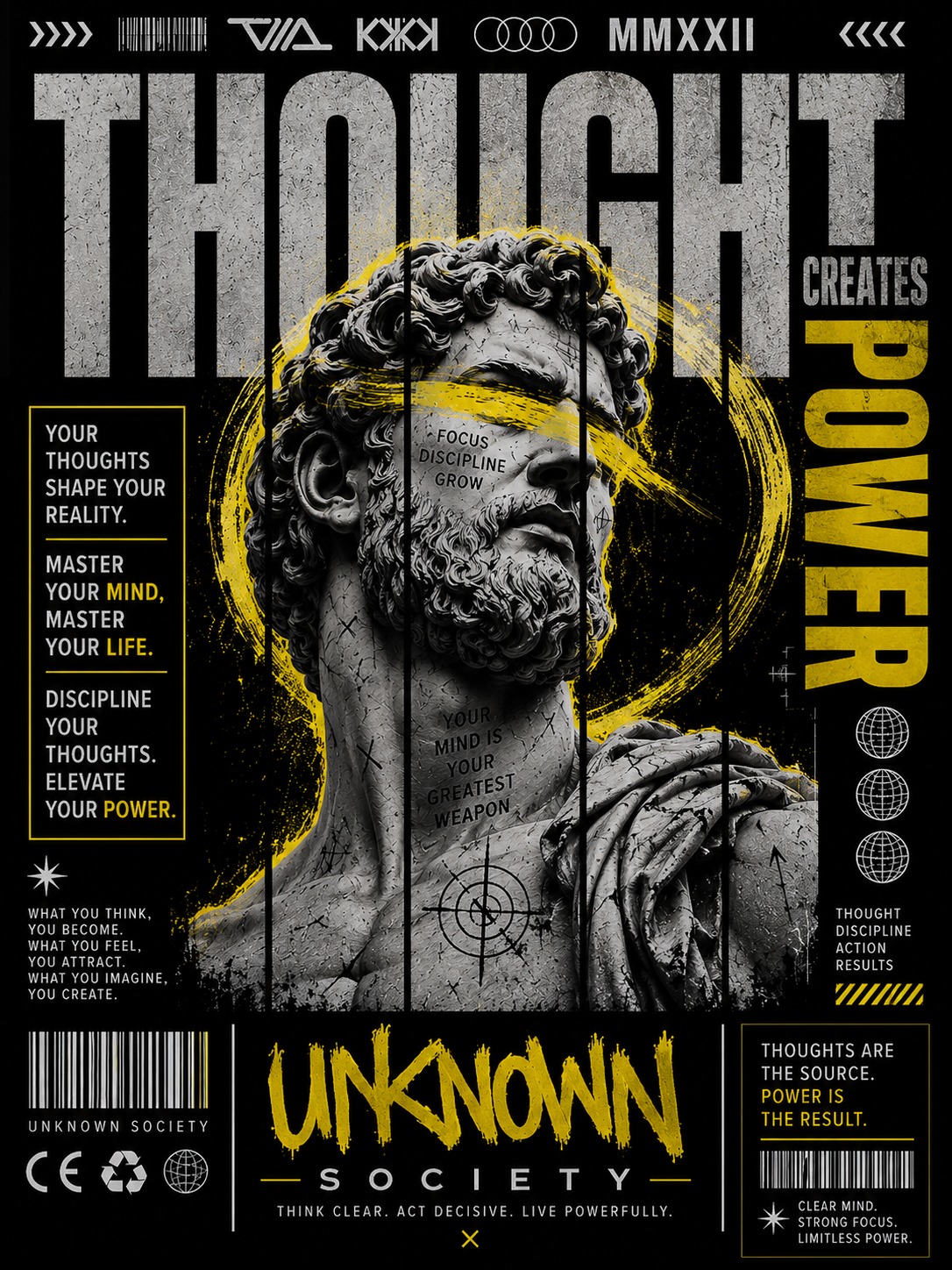 Unknown Society Thought Creates Power print.
